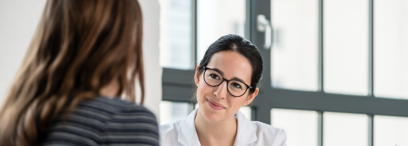 Two women talking